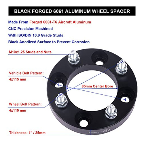 Espaciadores De Rueda Atv Forjados Negros Vlaoschi 4x115 De Foto 6