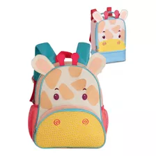 Mochila Creche Menina De Costas Com Lancheira Escolinha Pets Cor Vaquinha Desenho Do Tecido Liso