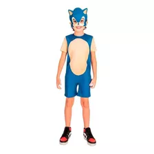 Fantasia Sonic Azul Infantil Original Com Máscara Envio 24hr