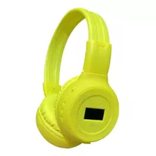 Audífonos Bluetooth Recargables Radio Fm N65 Con Pantalla Color Amarillo