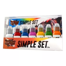 World Famous Set 7 Colores 1/2 Oz Para Tatuajes Tattoo