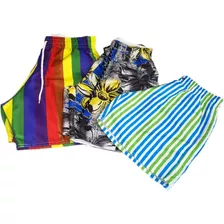  Kit 5 Pçs Shorts Mauricinho Tactel Estampados Praia Piscina