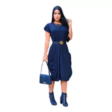 Vestido Feminino Saruel Bolso Plus Size Moda Evangélica Top