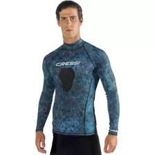 Playera Cressi Rash Guard Hunter Blue Camo Natacion Buceo