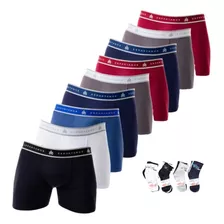 Kit 10 Cuecas Boxer Adulto + 12 Pares Meias Sport