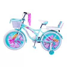 Bicicleta Niña Verado Princesa Rueditas Parrilla Canasto Color Celeste