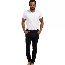 Calça Jeans Masculina Preta Elastano Slim Ultra Confortável 