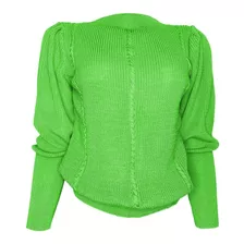 Blusa Feminina Tricot Manga Loga Premium Moda Inverno Cores