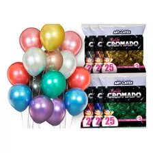 Balão Bexiga Cromado N. 5 Pol Cm - 25und Diversas Cores