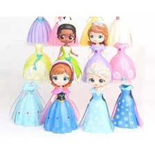 Kit 5 Bonecas Princesas Disney + 10 Vestidos Magiclip Elsa