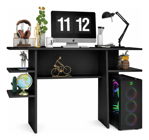 Mesa Gamer Preta Pequena Para Espaço Gamer Prime Preto