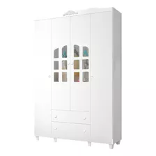 Roupeiro Resistente Provençal Loren Infantil 4 Portas Branco