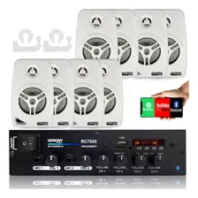 Kit Som Ambiente 500 Watts Bluetooth +8 Caixas Parede Branca