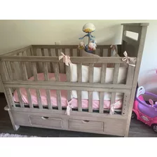 Cuna Convertible En Cama Bebe Con Colchón 