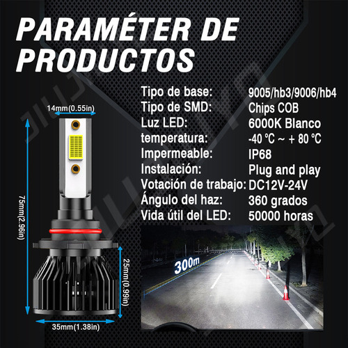 Kit Faros Led Luz Alta Y Baja Para Nissan Gmc Dodge Honda Foto 6