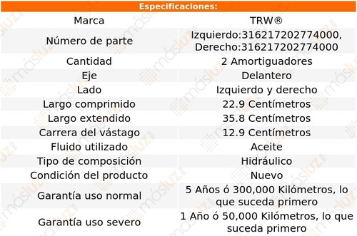 (2) Amortiguadores Hidrulicos Delanteros Pontiac Gto 64/73 Foto 2