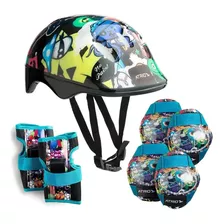 Kit Proteção Infantil Monster Bike Skate Patins Com Capacete