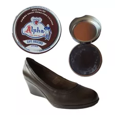 Grasa Crema Fina 2 En 1 Alpha Para Zapatos Café Oscuro 90 Gr