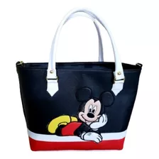 Hermosa Bolsa Mickey Tricolor Bolso Para Dama Bordado 