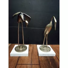 Garzas De Bronce Sobre Cuarzo Coreano