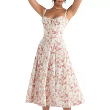 Elegante Vestido Floral Cintura Media Que Moldea El Cuerpo