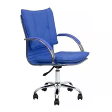 Cadeira De Escritório Desenho Italiano Acolchoada Azul