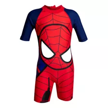 Traje De Baño Niños Spiderman + Gorro Natacion + Gorro Sol