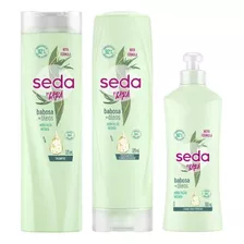 Condicionador Seda Kit Shampoo Seda 325ml + Cond + Pentear Babosa Oleos Shampoo De Aloe Vera En Kit