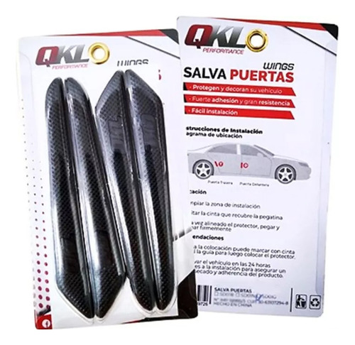 Protector Salva Puertas Auto Qkl Wings Negro Adhesivo