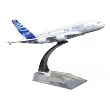 Aviao Air Bus A 380 Miniatura 15cm Base Acrilica Na Caixa