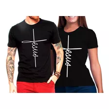 Camiseta 100% Algodão Evangélica Cristã Jesus Kit Casal 