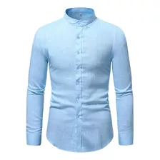 Camisas Cuello Neru Para Hombre | Manga Larga | Algodon 