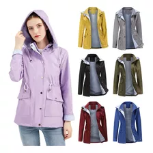 Chaqueta Cortavientos Con Capucha Desmontable Para Mujer