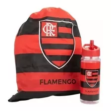 Garrafa Plástico 450ml + Mochila Bolsa Saco Flamengo 
