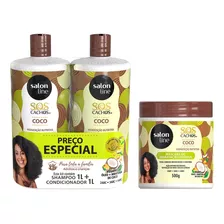 Shampoo Condicionador E Mascara S.o.s Cachos Coco Salon Line