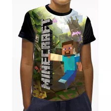 Camisa, Camisetas Minecraft Manga Curta Infantil