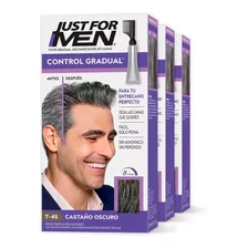  Tinte Just For Men Control Gradual 3 Pack Tono Castaño Oscuro