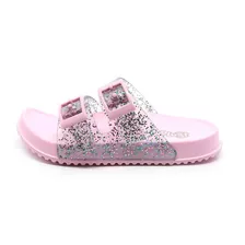 Chinelo Slide Infantil Plugt Menina Fivelas Glitter Rosa