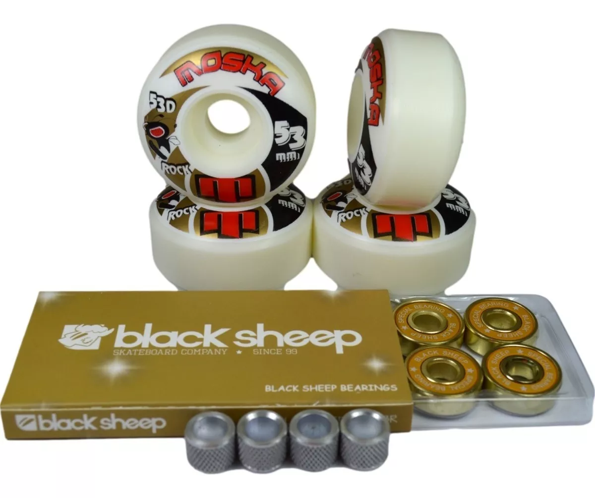 Roda De Skate Moska 53mm Rolamentos Blacksheep Gold + Espaça