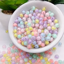 Miçanga Bola Fosca Com Miolo Candy Color 8mm, Aprox 400 Pçs Comprimento 8 Mm Cor Colorido Diâmetro 8 Mm