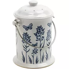 Norpro 1 Galon De Ceramica Para Abono, Azul Floral/mientra