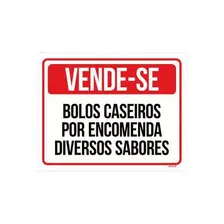 Kit 10 Placas Vende-se Bolos Caseiros Por Encomenda