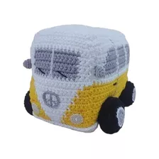 Kombi Branco, Amarelo, Cinza E Preto Amigurumi - Crochê 