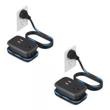 Paquete De 2 Tiras De Alimentacion Usb C De Viaje, Cable De