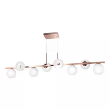 Lustre Moderno Para Sala - Cobre Com 8 Globos Branco Vazado