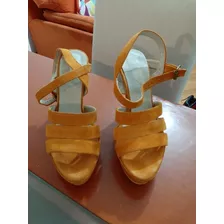 Sandalias Cuero Gamuzado Naranjas Talle 38 Mary Y Joe