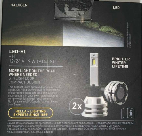 Foco Led H1 Hella Retrofit 6500k 200%+luz 12/24v 19w Foto 2