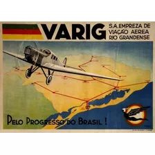 Poster Retrô - Varig Aviação 1932 - 30x42cm Plastificado