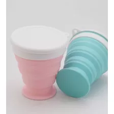 Copo Cor Rosa De Silicone Em Formato Sanfona.