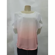 Blusa Branca E Rosa Tam M Patricia Foster Usado Bom Estado